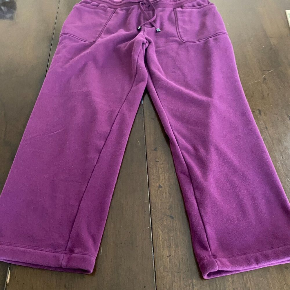 Isaac Mizrahi Live Sweatpants Women's LP Burgundy Fleece Lined Drawstring Waist